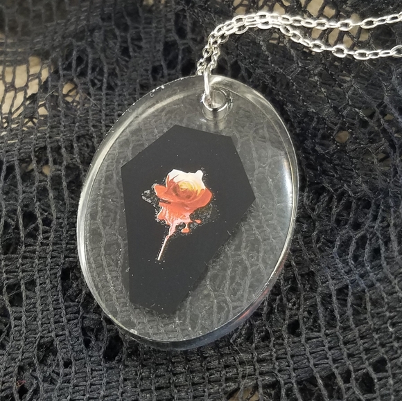 Bloody Rose on Coffin Necklace - Picture 3 of 5
